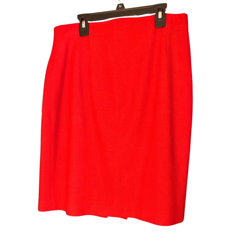 Chaus Vintage Red 100 Wool Crepe Pencil Skirt‎ Lined Size 12 Career Classic